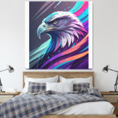 Fierce Neon Eagle — Stilisierter Kopf mit geometri Leinwanddruck (Insitu (Schlafzimmer))
