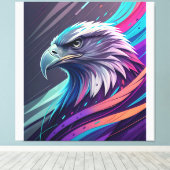 Fierce Neon Eagle — Stilisierter Kopf mit geometri Leinwanddruck (Insitu (Holzboden))