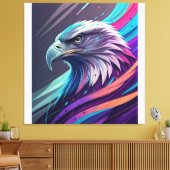 Fierce Neon Eagle — Stilisierter Kopf mit geometri Leinwanddruck (Insitu (Wohnzimmer))