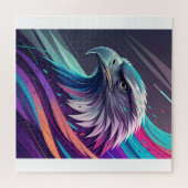Fierce Neon Eagle — Stilisierter Kopf mit geometri Puzzle (Horizontal)
