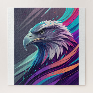 Fierce Neon Eagle — Stilisierter Kopf mit geometri Puzzle