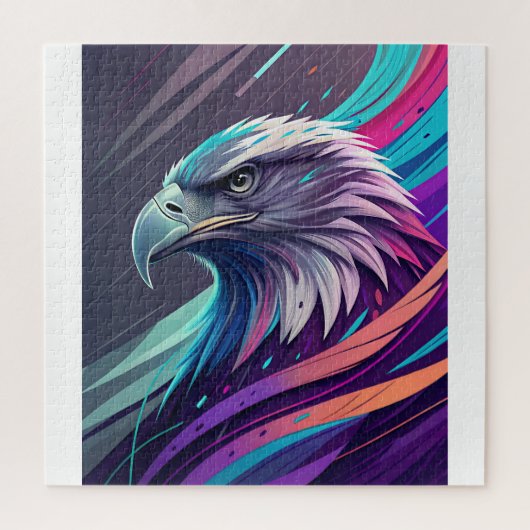 Fierce Neon Eagle — Stilisierter Kopf mit geometri Puzzle (Vertikal)