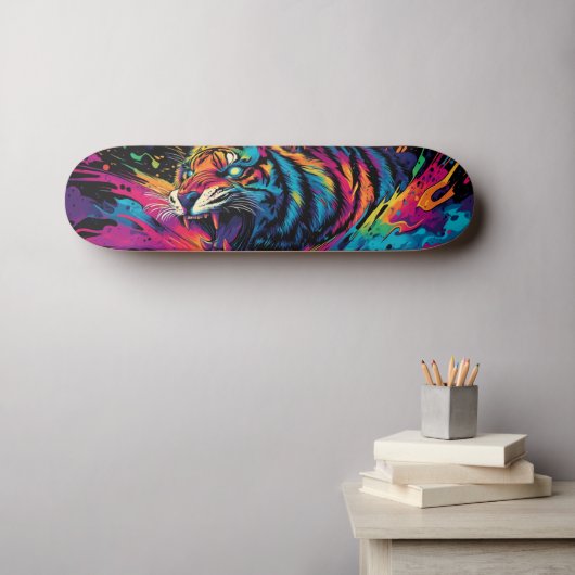 Fierce Neon farbenfrohe Tiger Design Skateboard (Wandkunst (Horz))