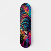 Fierce Neon farbenfrohe Tiger Design Skateboard (Vorne)