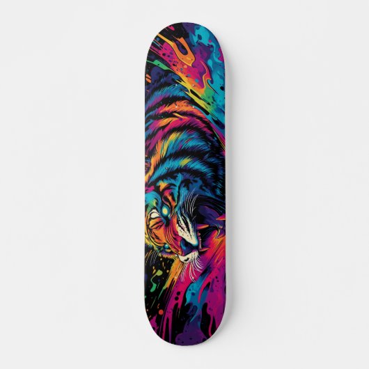 Fierce Neon farbenfrohe Tiger Design Skateboard (Vorne)