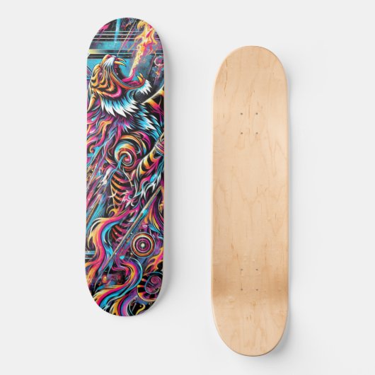 Fierce Neon Tiger Cosmic Skateboard Skate Deck (Vorderseite)