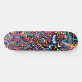 Fierce Neon Tiger Cosmic Skateboard Skate Deck (Horizontal)