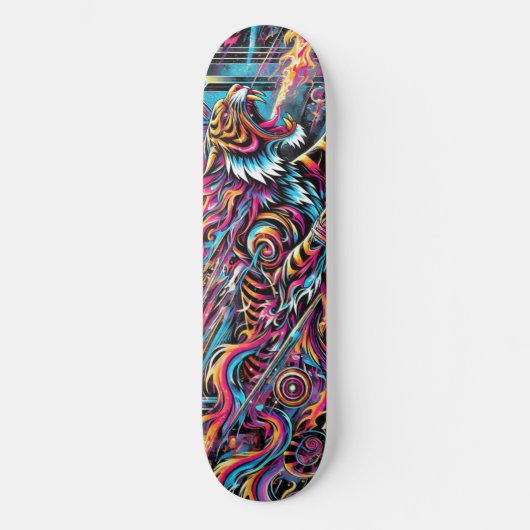Fierce Neon Tiger Cosmic Skateboard Skate Deck (Vorderseite)