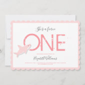 Fierce One Pink Shark Animal First Birthday Einladung (Vorderseite)