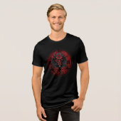 Fierce Oni Mask – Japanese Demon Samurai Tri-Blend Shirt (Vorderseite voll)