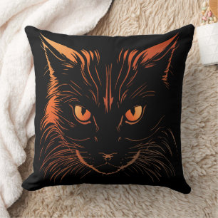 Fierce Orange-Mit Augen Cat Illustration Kissen