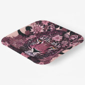 Fierce Pink Leopard Face Floral Pappteller (Gewinkelt)