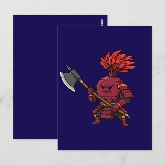 Fierce Red Beetroot Warrior with Battle Axe Illust Postkarte (Vorne/Hinten)
