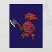 Fierce Red Beetroot Warrior with Battle Axe Illust Postkarte (Vorderseite)