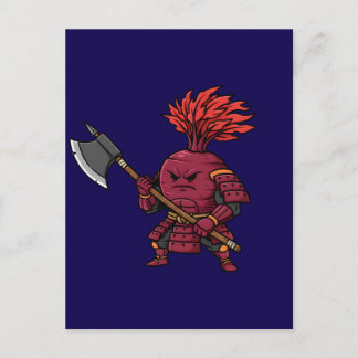 Fierce Red Beetroot Warrior with Battle Axe Illust Postkarte