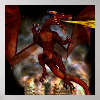 Fierce Red Dragon Poster
