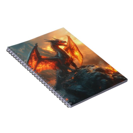 Fierce Red Fiery Angry Dragon Notizblock (Rechte Seite)
