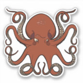 Fierce Red Octopus mit Curling Tentacles Cartoon Aufkleber (Vorderseite)