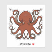 Fierce Red Octopus mit Curling Tentacles Cartoon Aufkleber (Blatt)