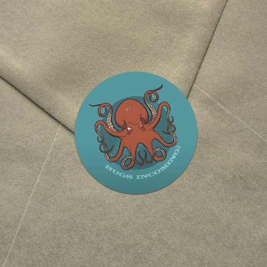 Fierce Red Octopus mit Curling Tentacles Cartoon Runder Aufkleber