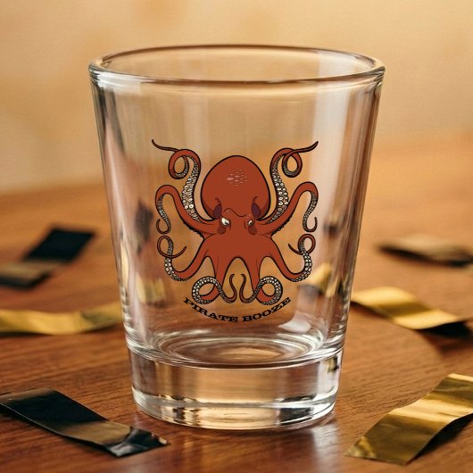 Fierce Red Octopus mit Curling Tentacles Cartoon Schnapsglas