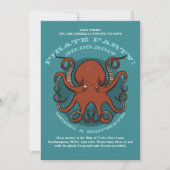 Fierce Red Octopus Tentacles Cartoon mit Text Einladung (Vorderseite)