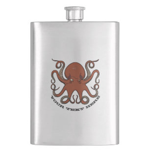 Fierce Red Octopus Tentacles Cartoon mit Text Flachmann