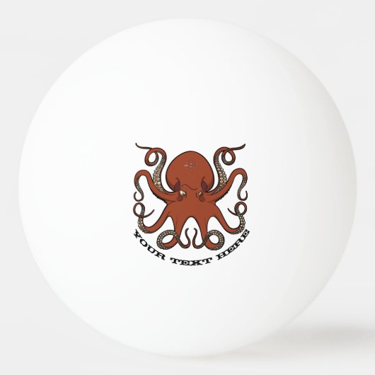 Fierce Red Octopus Tentacles Cartoon mit Text Tischtennisball (Vorderseite)
