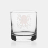 Fierce Red Octopus With Curling Tentacles Cartoon Whiskyglas (Rückseite)