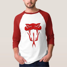 Fierce Red Serpent Face 3/4 Sleeve Raglan T - Shir T-Shirt
