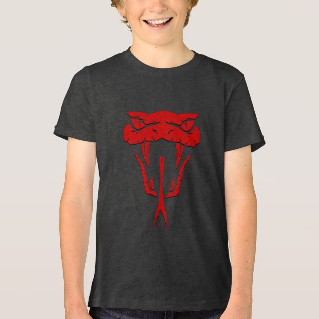 Fierce Red Snake Face Bella+Leinwand Jugend Tri-Blend Shirt (Vorderseite)