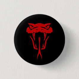 Fierce Red Snake Face - Black Button