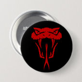 Fierce Red Snake Face - Black Large Button (Vorne & Hinten)