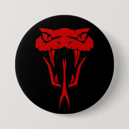 Fierce Red Snake Face - Black Large Button
