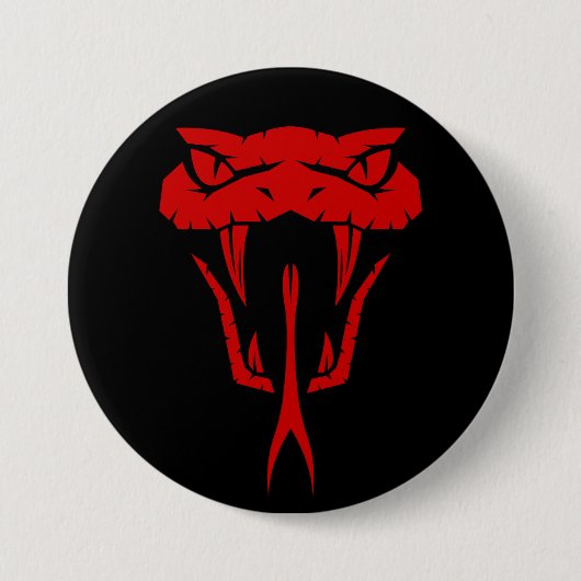 Fierce Red Snake Face - Black Large Button (Vorderseite)