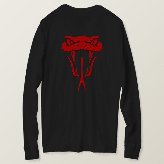 Fierce Red Snake Face Long Sleeve T-Shirt (Design Rückseite)