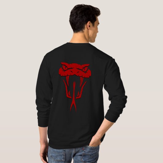 Fierce Red Snake Face Long Sleeve T-Shirt (Schwarz voll)