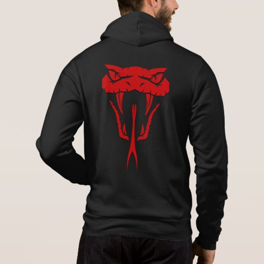Fierce Red Snake Face Unisex Zip-Up Hoodie (Rückseite)