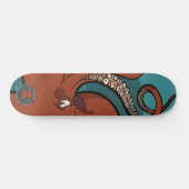 Fierce Red Tentacled Cartoon Octopus Skateboard (Horizontal)