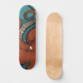 Fierce Red Tentacled Cartoon Octopus Skateboard (Vorderseite)