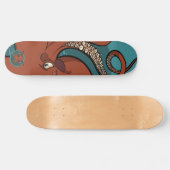 Fierce Red Tentacled Cartoon Octopus Skateboard (Horizontal)