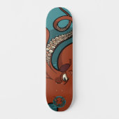 Fierce Red Tentacled Cartoon Octopus Skateboard (Vorderseite)