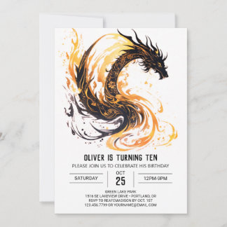Fierce Roaring Fun Dragon Geburtstag Einladung