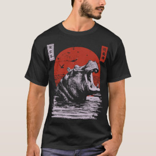 Fierce Roaring Hippo River Beast Vintages Design T-Shirt