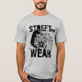 Fierce Roaring Tiger Black and White Streetwear T-Shirt (Vorderseite)