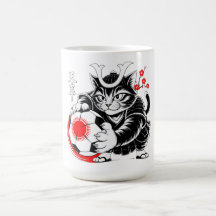 Fierce Samurai Cat Mug - For Soccer Warriors