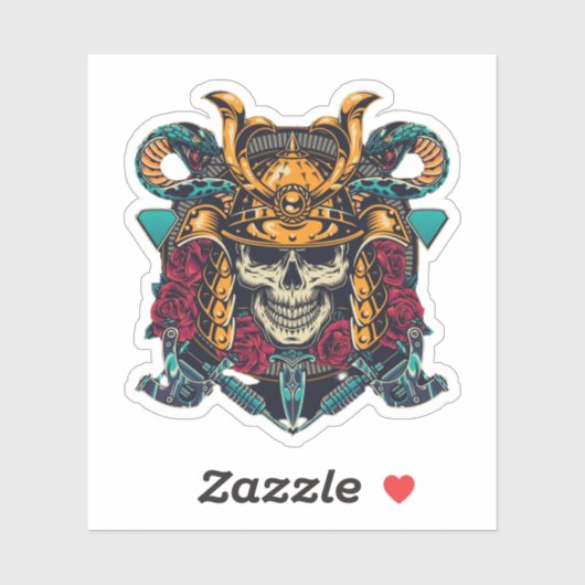 Fierce Samurai Skull Vintages Tattoo Art Aufkleber (Blatt)