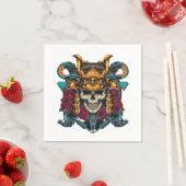 Fierce Samurai Skull Vintages Tattoo Art Serviette (Beispiel)