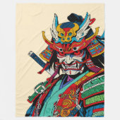 Fierce Samurai Warrior - farbenfrohe japanische Bu Fleecedecke (Vorderseite)