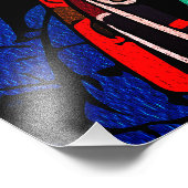 Fierce Samurai Warrior - farbenfrohe japanische Bu Fotodruck (Ecke)